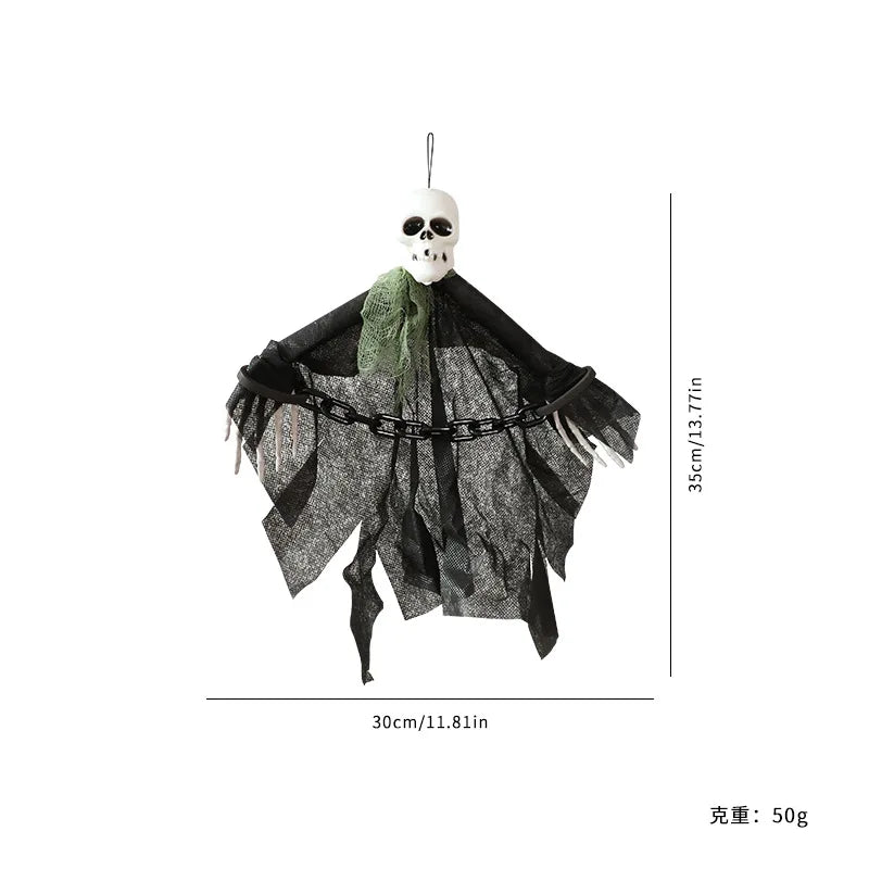 Halloween Gauze Skull Decor - Horror Grim Reaper, Headless Ghost & Red-Haired Ghost Ornaments for Haunted House Decoration