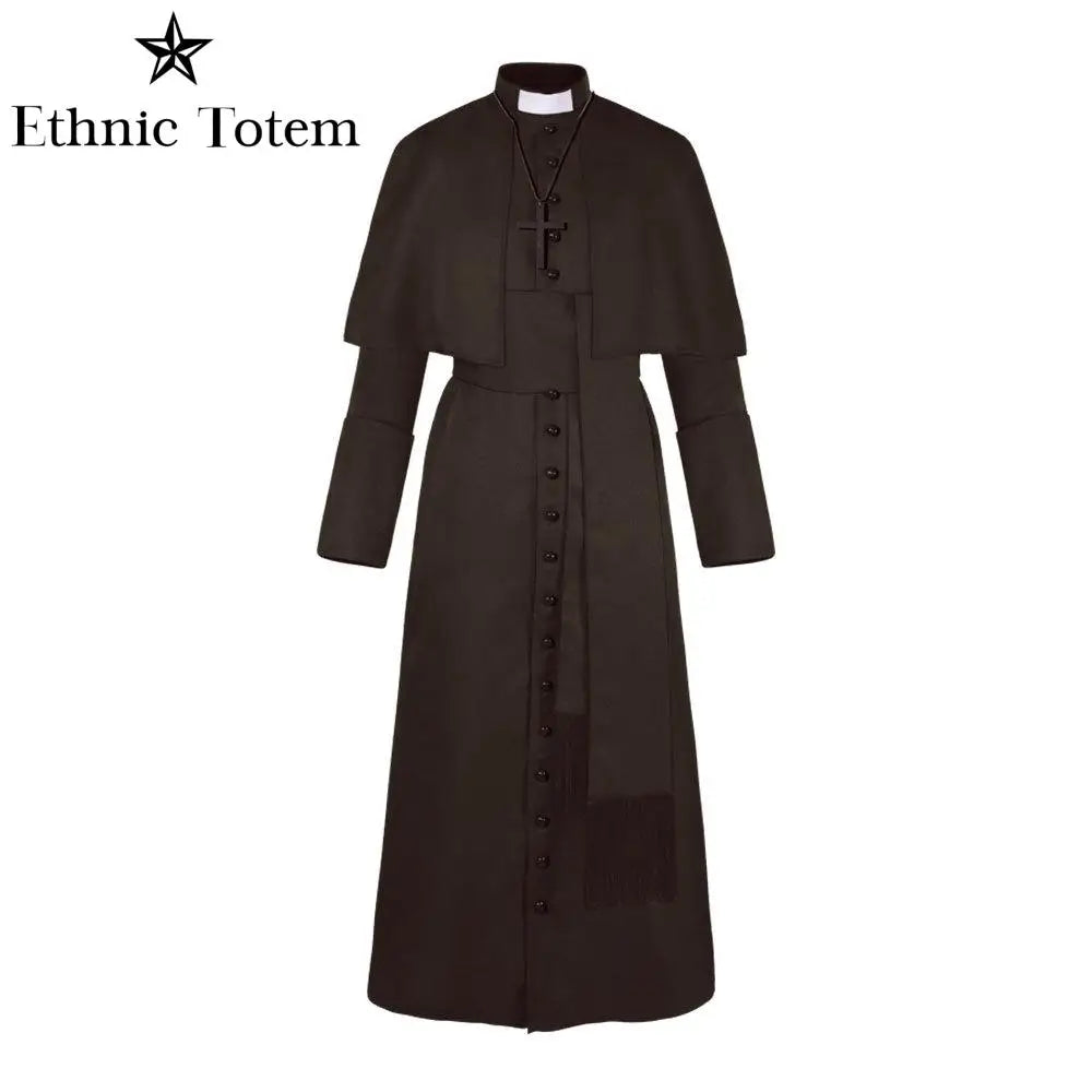 Priest Robe Medieval Monk Uniform Vintage Halloween Men Pope Pastor Cloak Cape Cosplay Costume Renaissance Clergy Sets - Premium robe from Lizard Vigilante - Just $69.69! Shop now at Lizard Vigilante