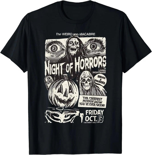 Night of Horrors Vintage Scary Movie Graphic Shirt T-Shirt - Premium  from Lizard Vigilante - Just $23.49! Shop now at Lizard Vigilante