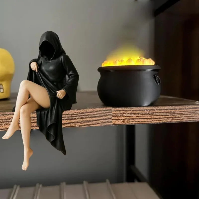 8/10/15cm Mysterious Statue Gothic Black Robe Women Statue Desktop Ornament Lady Statue for Desk Fireplace Shelf Mantel Table