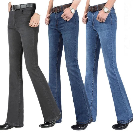 Men's Mid-Rise Elastic Flare Jeans Fashion Men Flare Jeans Men's Denim Pants Multiple Color Size 26-40 - Premium jeans from Lizard Vigilante - Just $25.99! Shop now at Lizard Vigilante