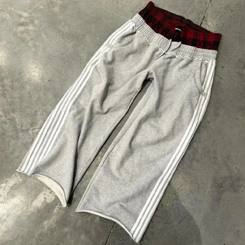2025Y2K  pants, old-fashioned double embroidered waist sweatpants, men and women casual hip-hop pants, street clothing hot sale - Premium  from Lizard Vigilante - Just $75.99! Shop now at Lizard Vigilante