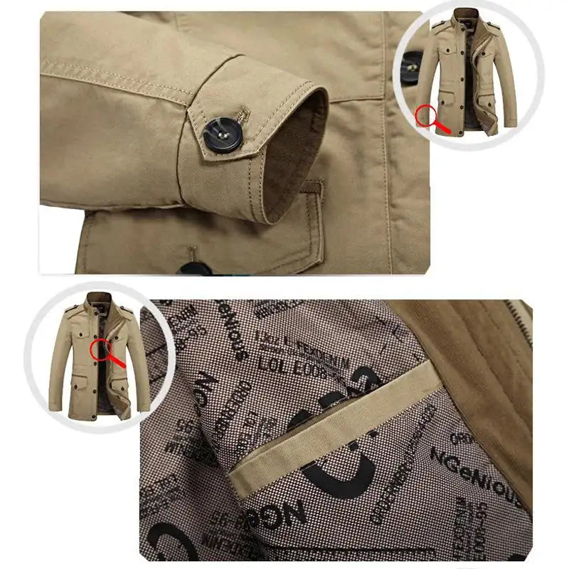 High Quality Men's Casual Jacket 6XL Male Windbreaker Oversized Cotton Classic Jackets Men Clothing Trench Coat A4F5806