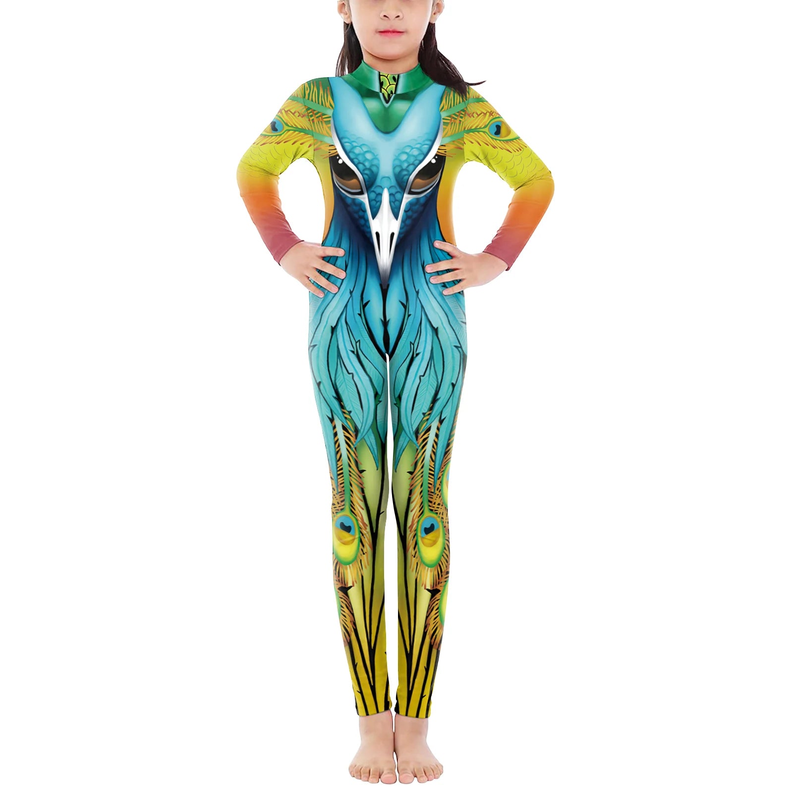 Children's Multicolour Texture Bird Animal Printing Jumpsuit – Fun and Vibrant Animal Print Onesie for Kids - Premium Cosplay Costumes from Lizard Vigilante - Just $33.88! Shop now at Lizard Vigilante