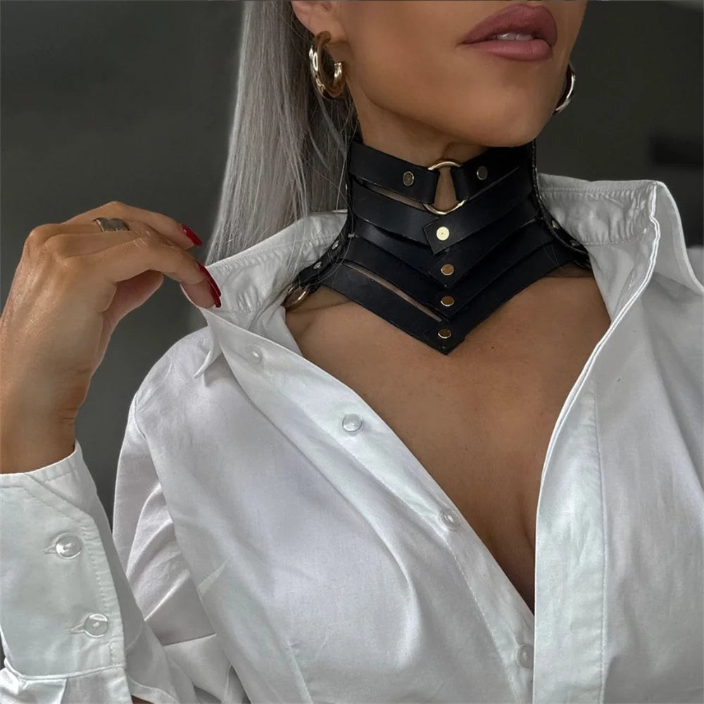 HELLBITE Harajuku Rivet Choker – Gothic Punk Collar for Women, Rock Show Ready, Y2K Spiked Leather Vibe - Premium collar from dsers - Just $9.99! Shop now at Lizard Vigilante