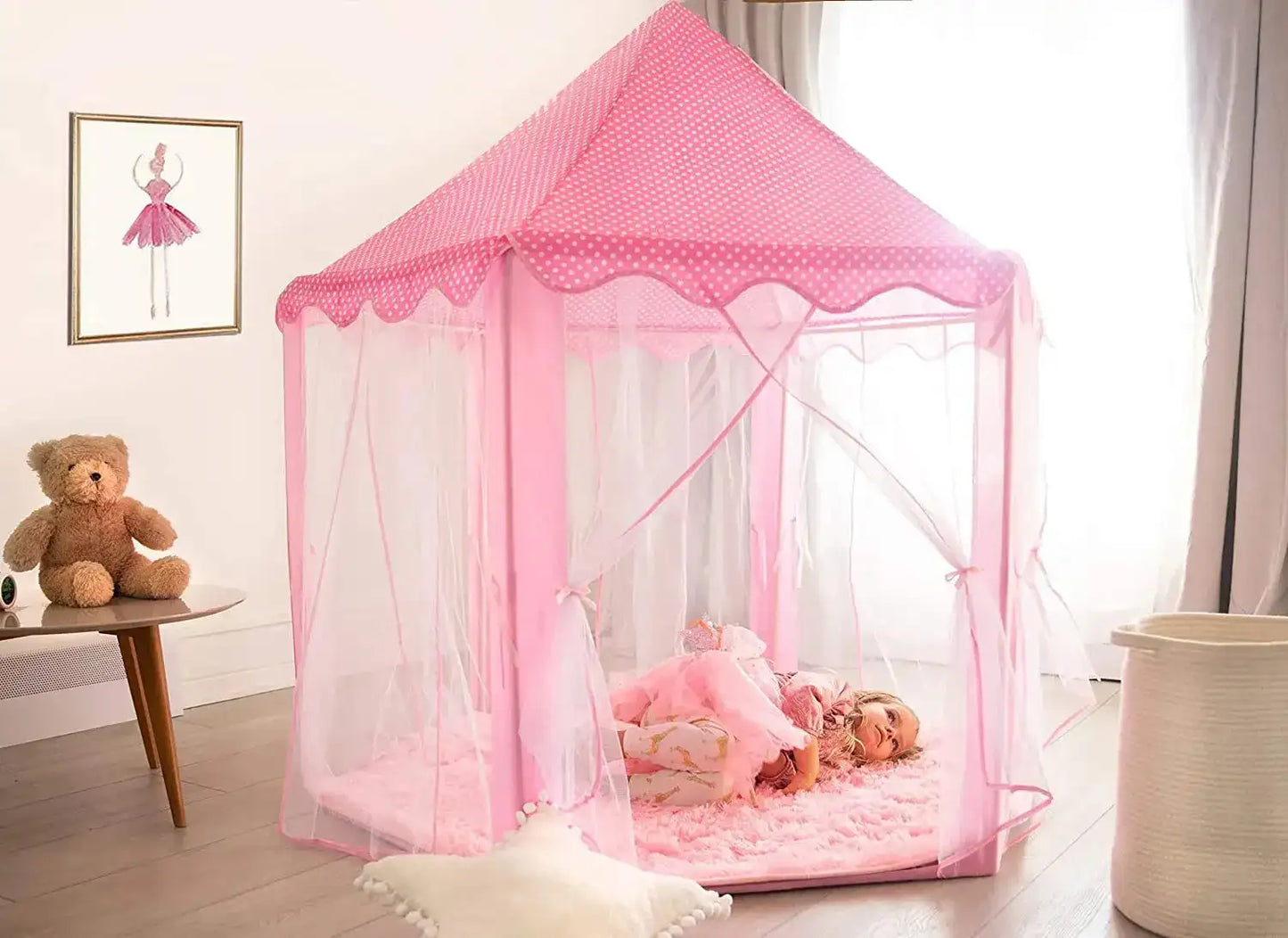 Portable Kids Toy Tipi Tent Princess Pink Girl Castle Play House Children Small House Folding Playtent Party Castle Child Room