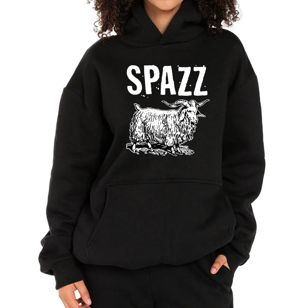 SPAZZ Hip Hop Rock Band Hoodie | Unisex Graphic Fleece Sweatshirt | Kawaii Casual Pullover for Women | Vintage Cartoon Print - Premium hoodie from Lizard Vigilante - Just $38.88! Shop now at Lizard Vigilante