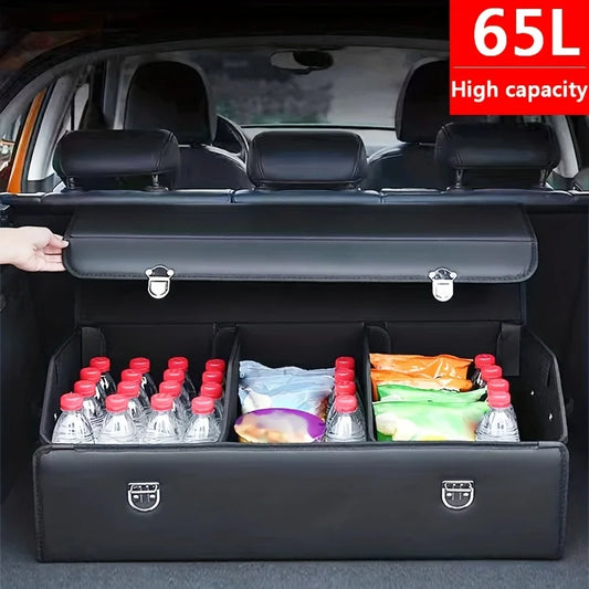 Car Trunk Organizer Organizers And Storage Suv Faux Leather Foldable Trunk Multi-Compartment Adjustable Auto Grocery Storage Box - Premium  from Lizard Vigilante - Just $11.99! Shop now at Lizard Vigilante