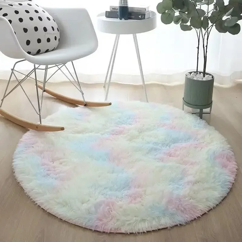 Living Room Rugs Aesthetic Bedroom Round Carpet Decoration Furry Comfort Carpet  Home Decor Pink Foot Mat Area Rug 2023 New