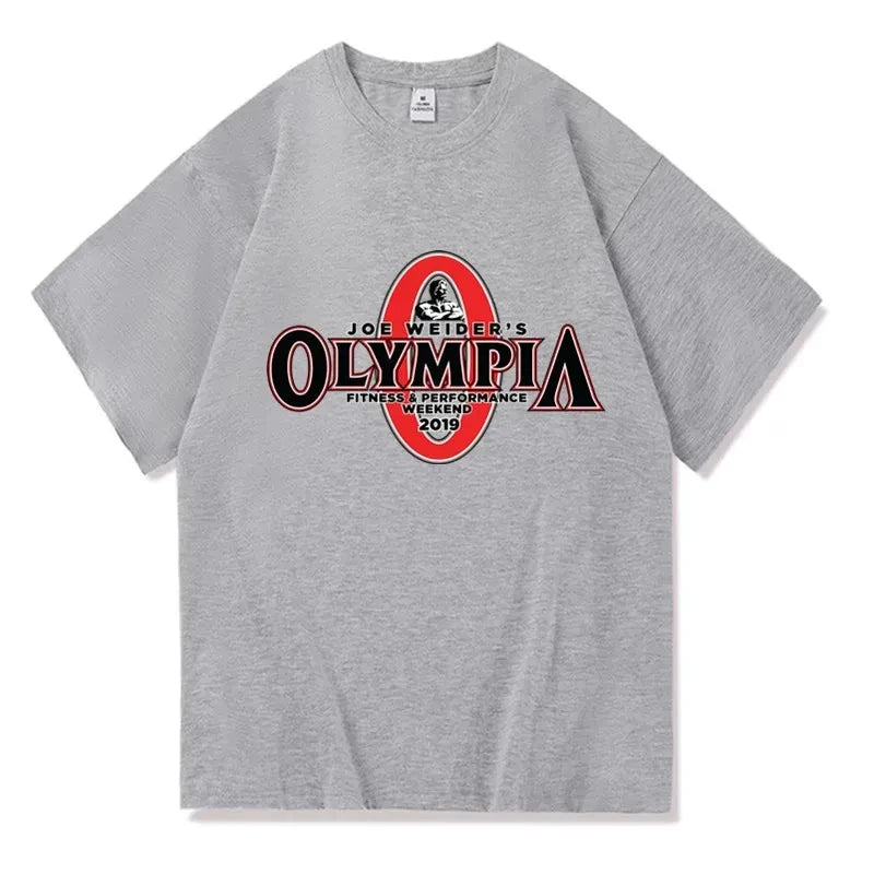 2023 Summer New OLYMPIA Men Gyms 100% Cotton T Shirt Men Causal O-neck Basic T-shirts Male High Quality Classical Tops Clothing - Premium  from Lizard Vigilante - Just $24.99! Shop now at Lizard Vigilante