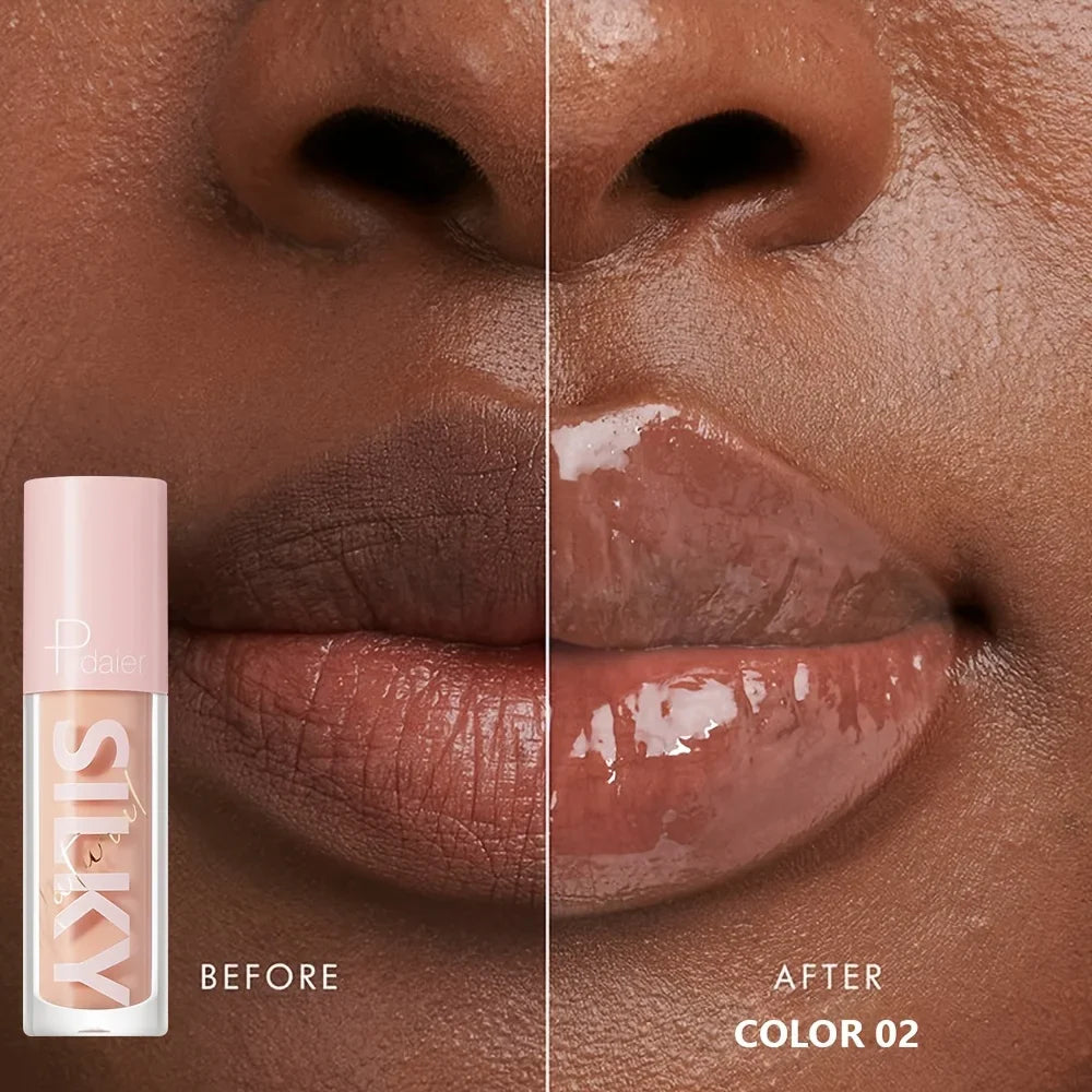 Silky Lip Gloss-Waterproof, Long-Lasting Moisturizing Liquid Lipstick with Mirror Finish, Non-Sticky, Full Shine, Fade-Resistant