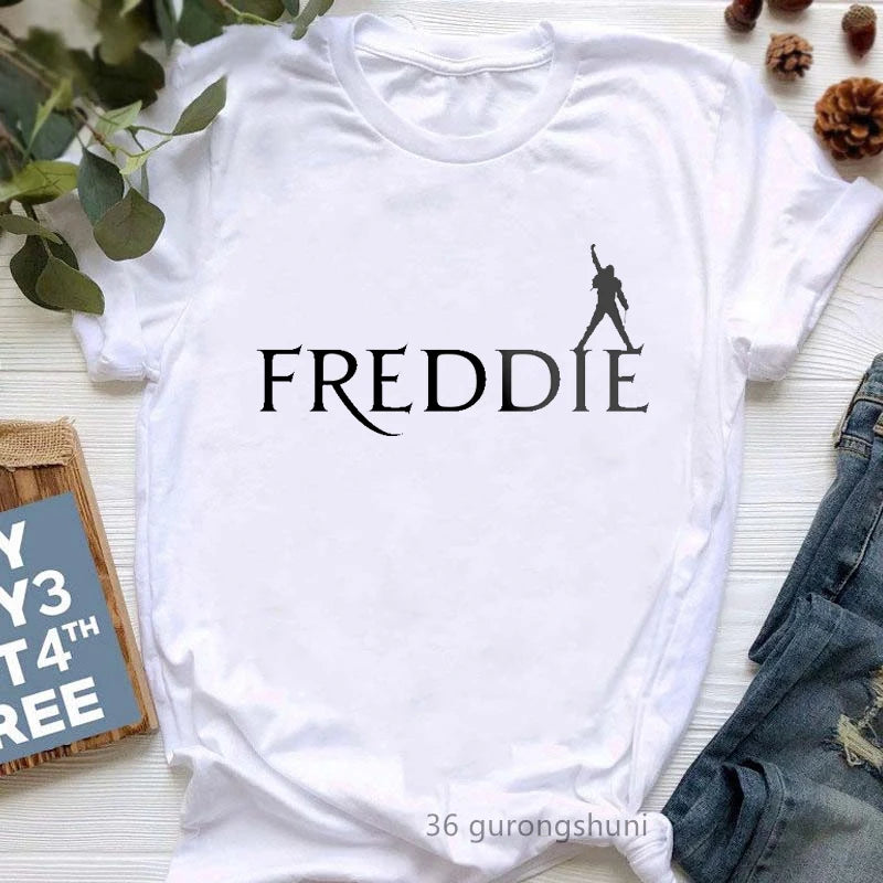 Vintage Freddie Mercury T-Shirt for Women | Retro Queen Band Graphic Tee | 2024 Hipster Casual Summer Tops - Premium T-Shirt from Lizard Vigilante - Just $23.88! Shop now at Lizard Vigilante