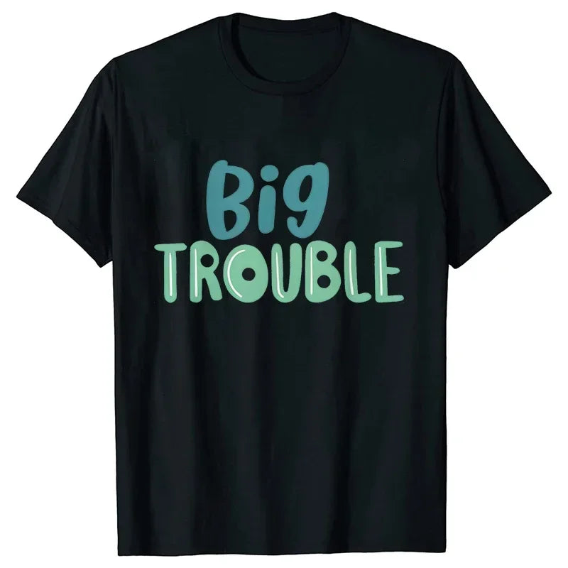 Big Trouble Little Trouble Father & Son/Daughter Matching T-Shirt – Funny Graphic Y2K Tops - Premium T-Shirt from Lizard Vigilante - Just $18.88! Shop now at Lizard Vigilante