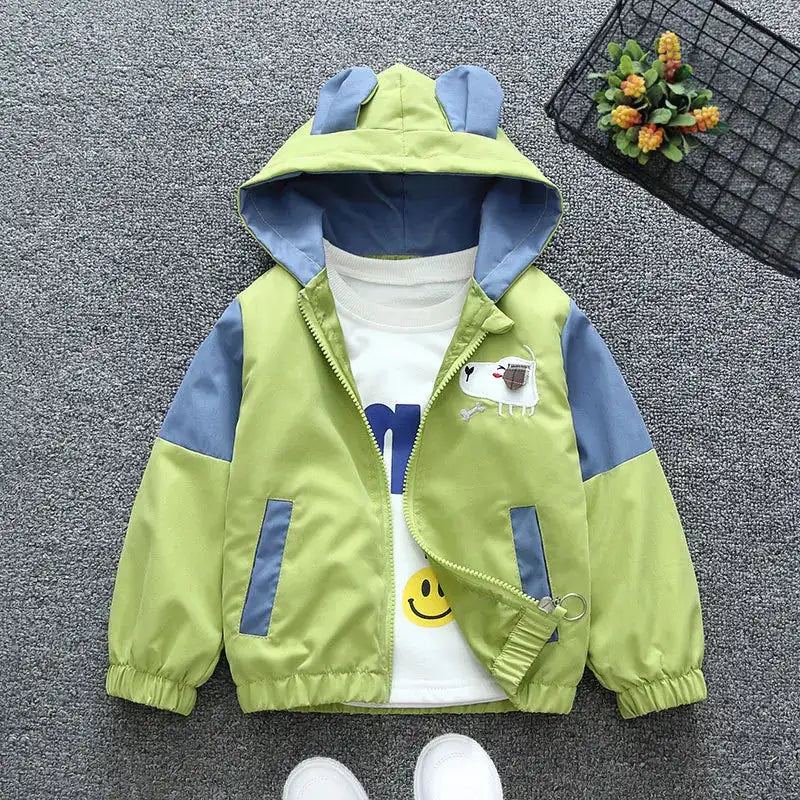 Cartoon Girls Jackets Cute Little Fox Kids Windbreaker Hooded Baby Coat Spring Autumn Children Outwear Toddler Girl Clothes