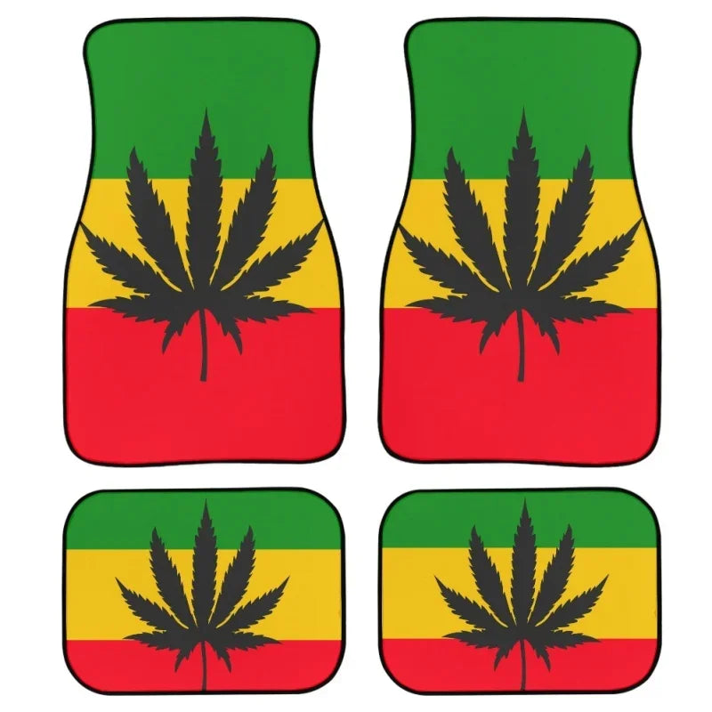 INSTANTARTS Jamaica Flag 4pcs All Weather 3D Weed Leaves Print Car Floor Mats – Durable Universal Fit for SUVs, Trucks, Sedans, Vans - Premium floor mats from Lizard Vigilante - Just $53.88! Shop now at Lizard Vigilante