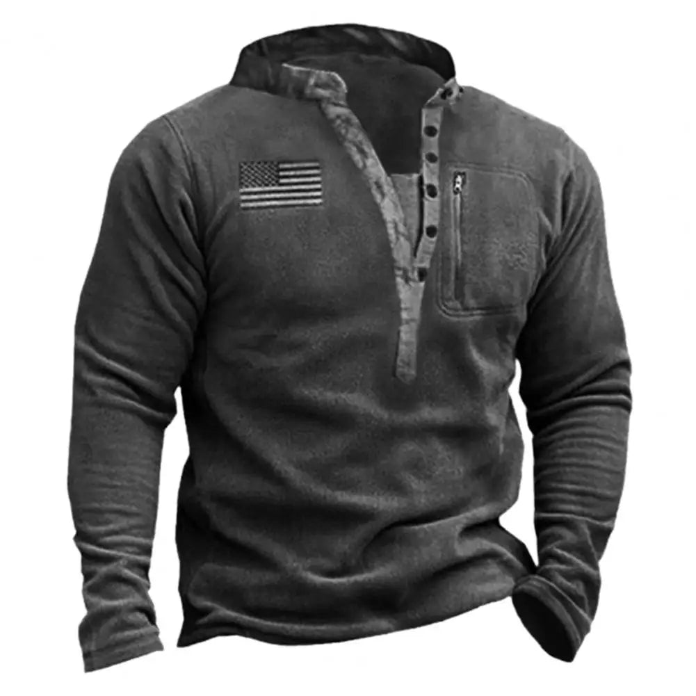 American Flag Men's Sweatshirt Retro USA Style V Neck Zipper Fleece Sweatshirt Casual Training Hoodie Sports Sweatshirt - Premium Sweatshirt from Lizard Vigilante - Just $42.99! Shop now at Lizard Vigilante