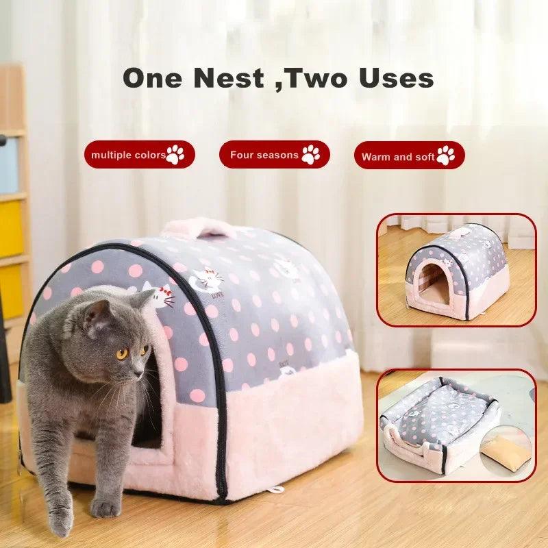 Winter Pet Cat Bed Foldable Dog House Dog Villa Sleep Kennel Removable Nest Warm Enclosed Cave Sofa Big Dog Kennel Pet Supplies - Premium pet bed from Lizard Vigilante - Just $19.99! Shop now at Lizard Vigilante