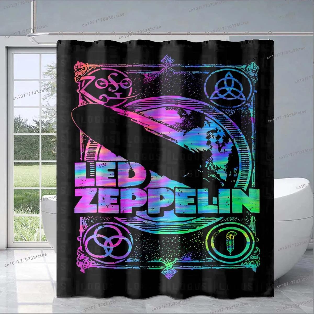 Rock and Roll Band LED Zeppelined Shower Curtain Retro Zep Heavy Metal Rock Band Shower Curtain Bathroom Fashion Decoration Gift - Premium shower curtain from Lizard Vigilante - Just $29.99! Shop now at Lizard Vigilante