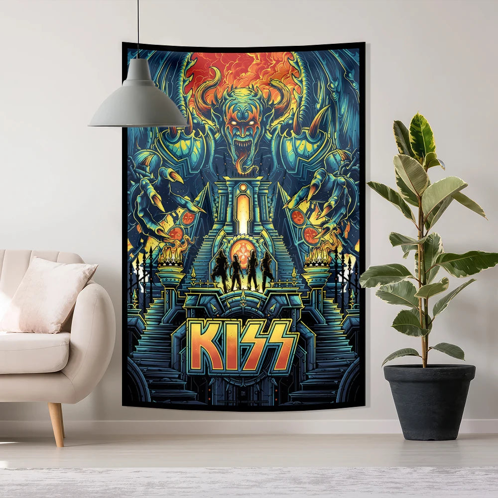 American Hard Rock Band KISS Decorative Wall Tapestry - Premium Tapestry from Lizard Vigilante - Just $10.99! Shop now at Lizard Vigilante