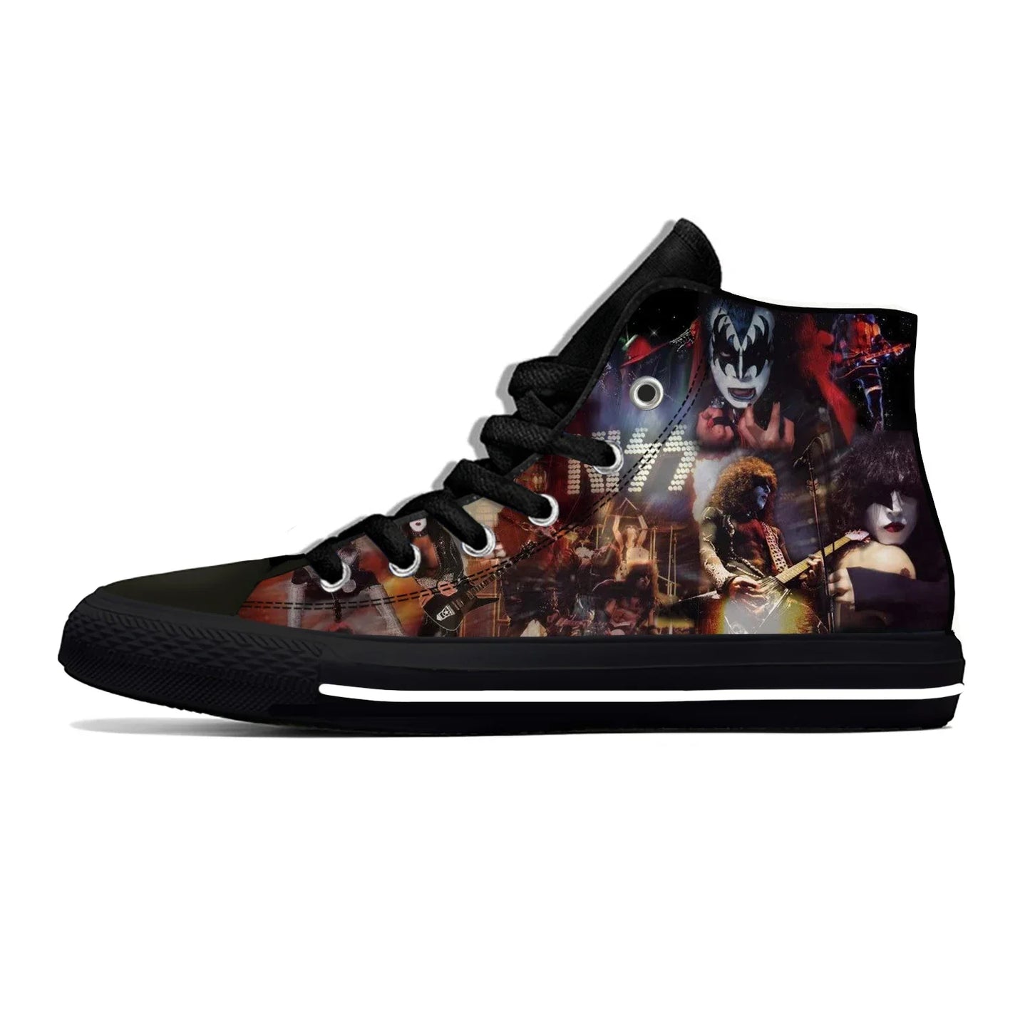 Kiss Rock Band High Top Shoes Hot Summer Heavy Metal Music Novelty Casual Latest Shoes Men Women Fashion Classic Board Sneakers - Premium t-shirt from Lizard Vigilante - Just $44.88! Shop now at Lizard Vigilante