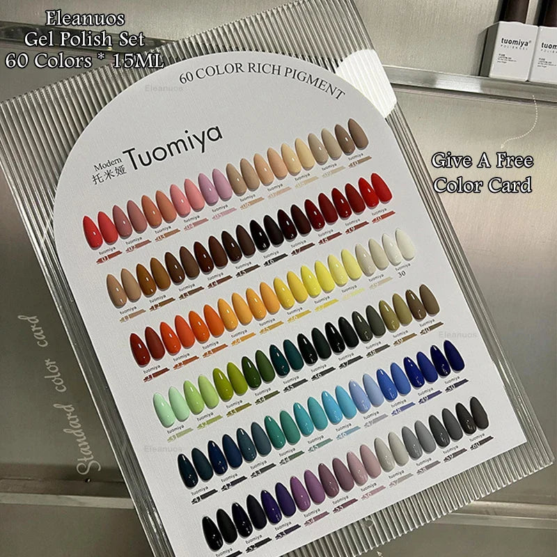 Eleanuos Popular gel Polishing 60PCS Mixed Varnish Soaking Rainbow Semi Permanent Shining Four Season Nail UV LED Salon gel 15ML