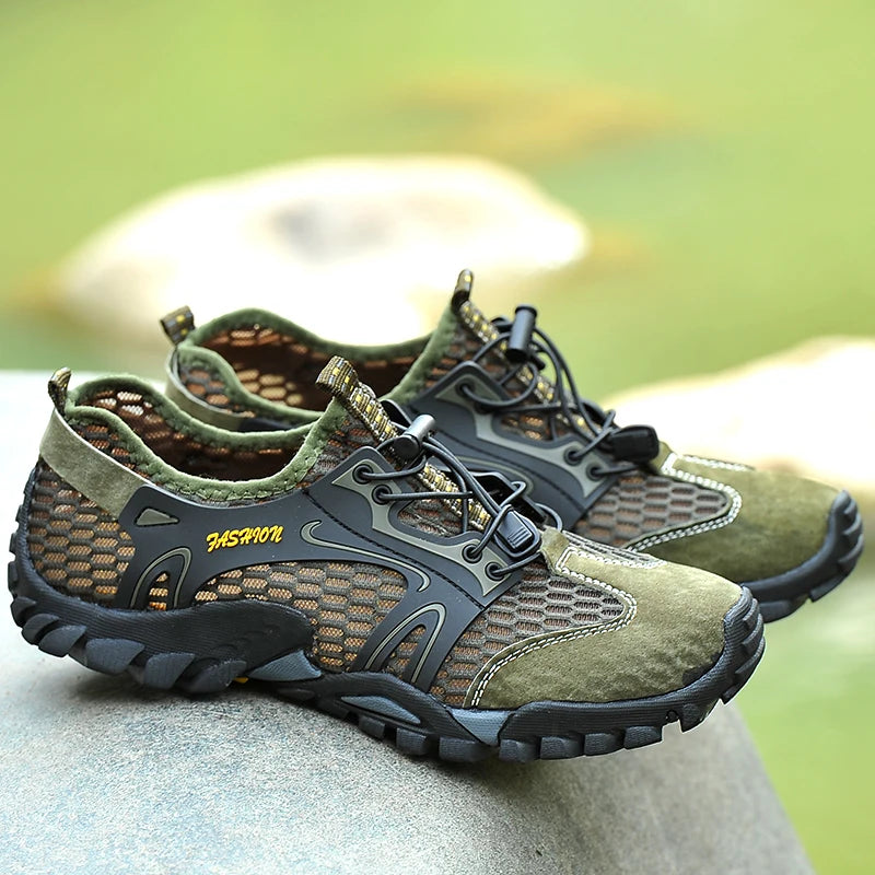 Men's Breathable Waterproof Suede Mesh Hiking Shoes | Quick-Dry Rock Climbing & Outdoor Sport Sneakers - Premium Shoes from Lizard Vigilante - Just $48.88! Shop now at Lizard Vigilante