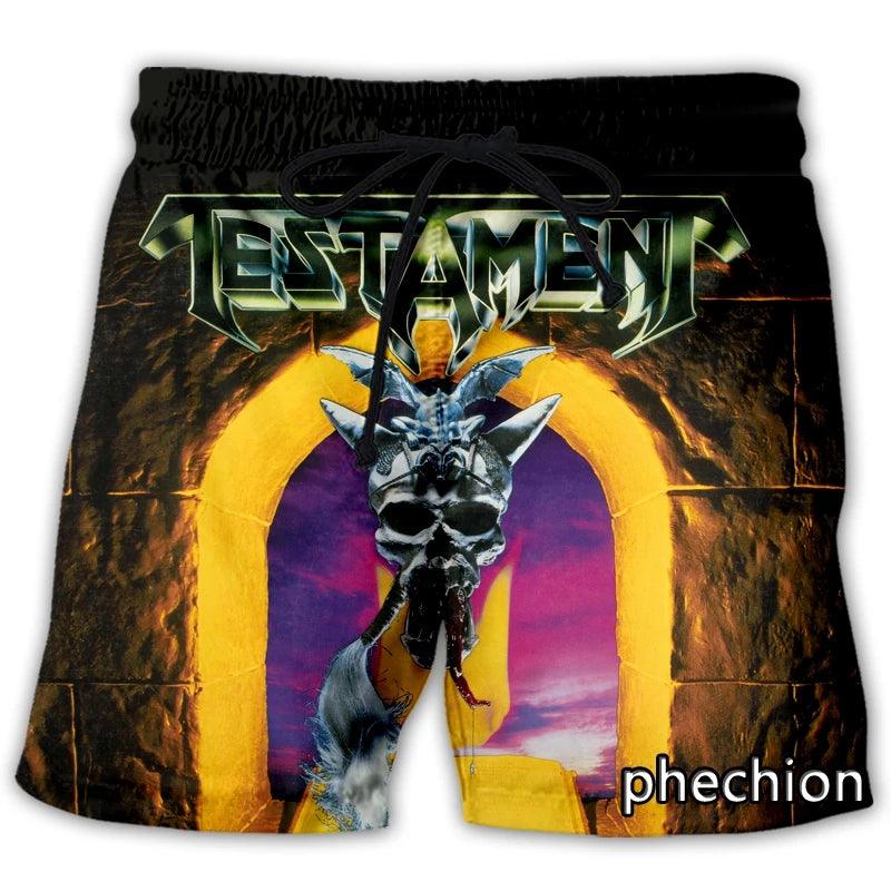 Unisex Testament ROCK 3D Print Casual Shorts Novelty Streetwear Men Loose Sporting Shorts - Lizard Vigilante