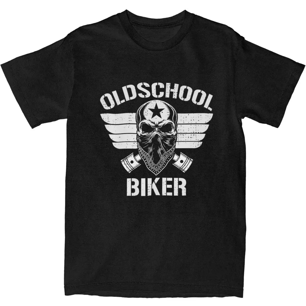 Skull Motorcycle T-Shirt - Men's Cotton Street Style Biker Tee, Short Sleeve, Plus Sizes up to 5XL - Premium T-shirt from Lizard Vigilante - Just $23.88! Shop now at Lizard Vigilante