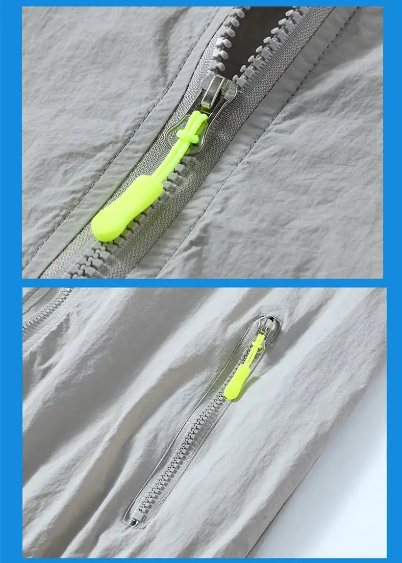 2023 Summer Men's Windbreaker Big Size Sun Protection Clothing Korean Style Ultra-thin Streetwear Zipper Hooded Jackets Man