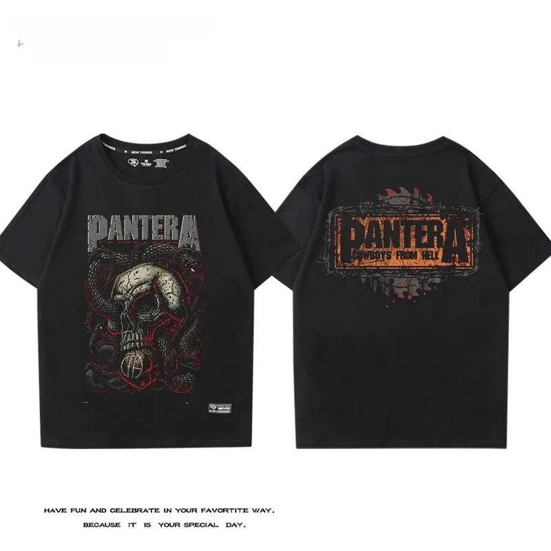 PANTERA Power Metal Band Short Sleeved T-shirt Men's Cotton Loose Hard Core Heavy Metal Rock Band Surrounding Half Sleeves - Premium T-shirt from Lizard Vigilante - Just $23.49! Shop now at Lizard Vigilante