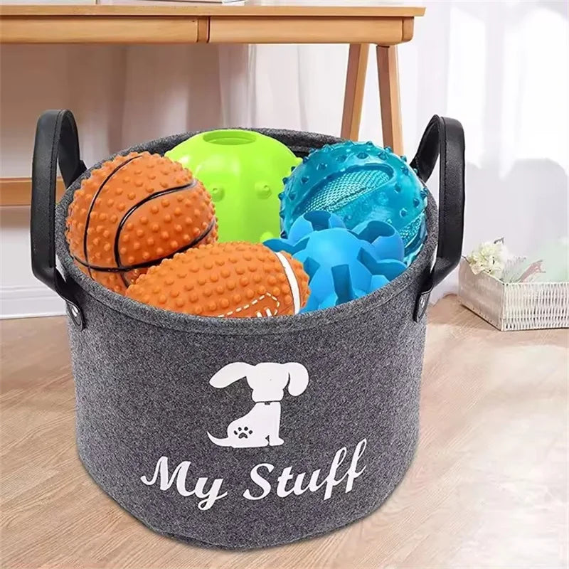 1/3/5PCS Dog Toy Storage Box Felt Pet Supply Storage Basket Accessories Box Clothes Sundries Organizer Basket Home Tools