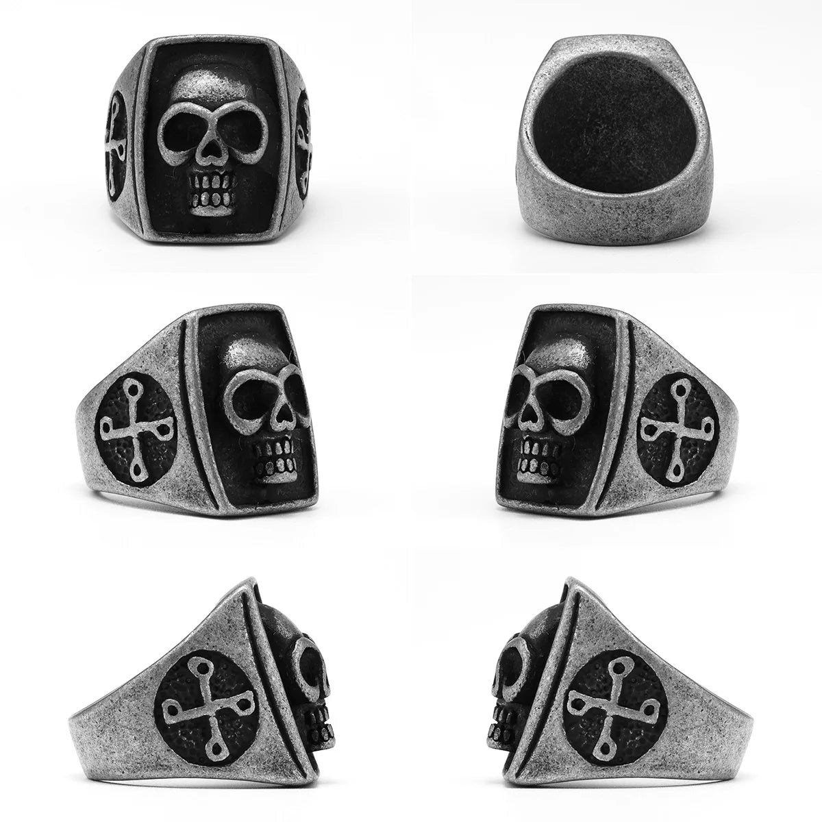 Phantom Skull Men's Stainless Steel Ring | Vintage Black Gothic Punk Rock Jewelry for Men & Women | Simple Fashion Accessories - Premium ring from Lizard Vigilante - Just $19.99! Shop now at Lizard Vigilante