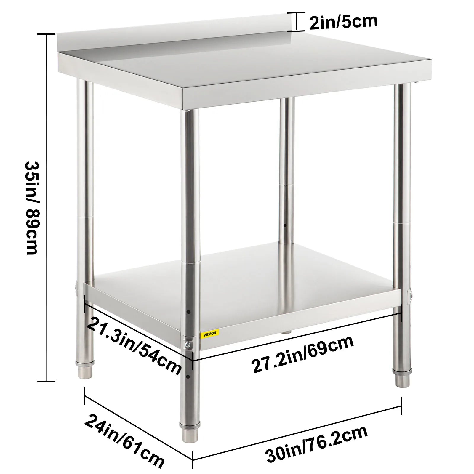 VEVOR Stainless Steel Command Table | 440lbs Load Titan with Backsplash & Undershelf – Your Prep Zone of Glory - Premium table from Lizard Vigilante - Just $181.99! Shop now at Lizard Vigilante