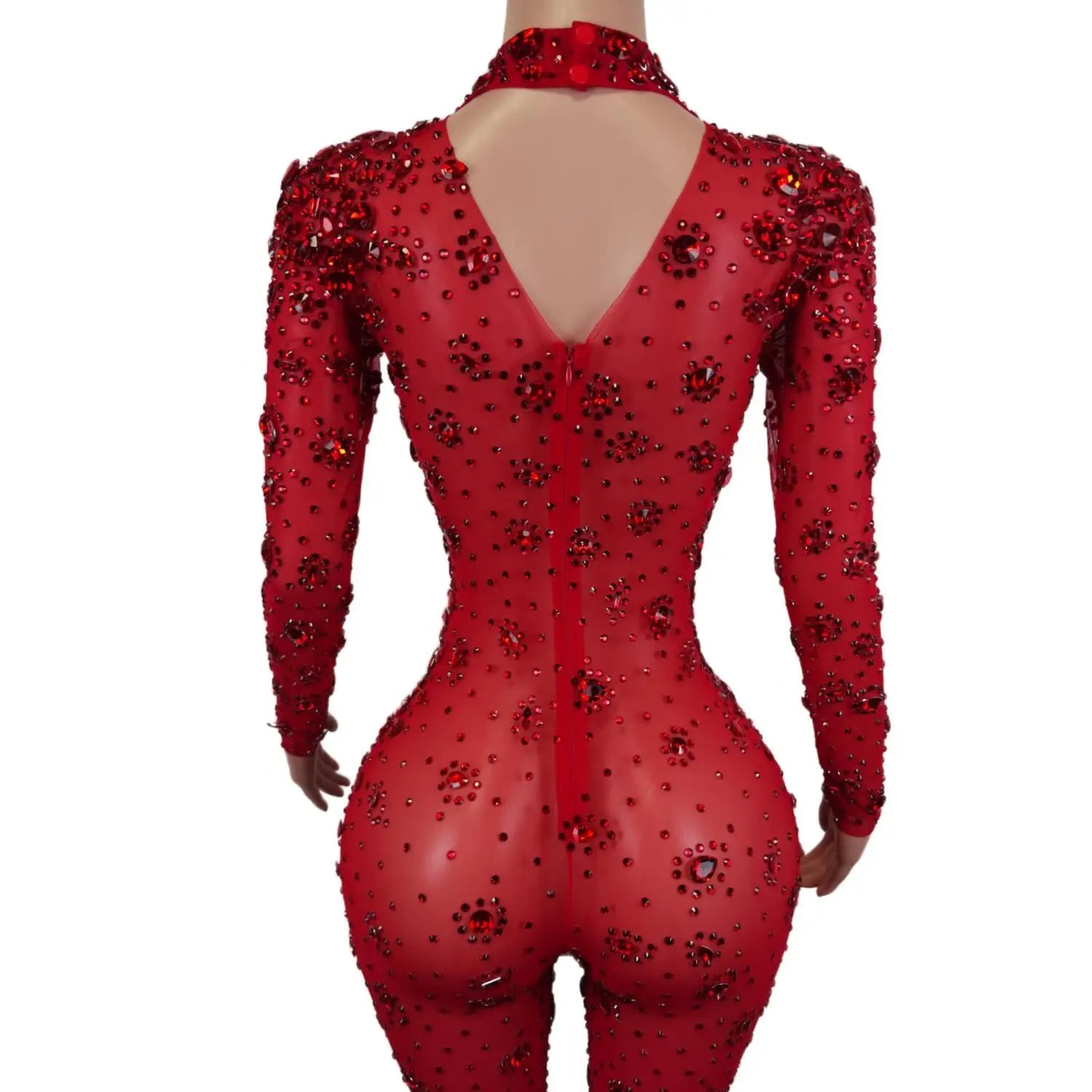 Gorgeous Rhinestone Jumpsuit - Sexy Long-Sleeved Performance Wear for Nightclub Singers & DJs - Premium Cosplay Costumes from Lizard Vigilante - Just $224.49! Shop now at Lizard Vigilante