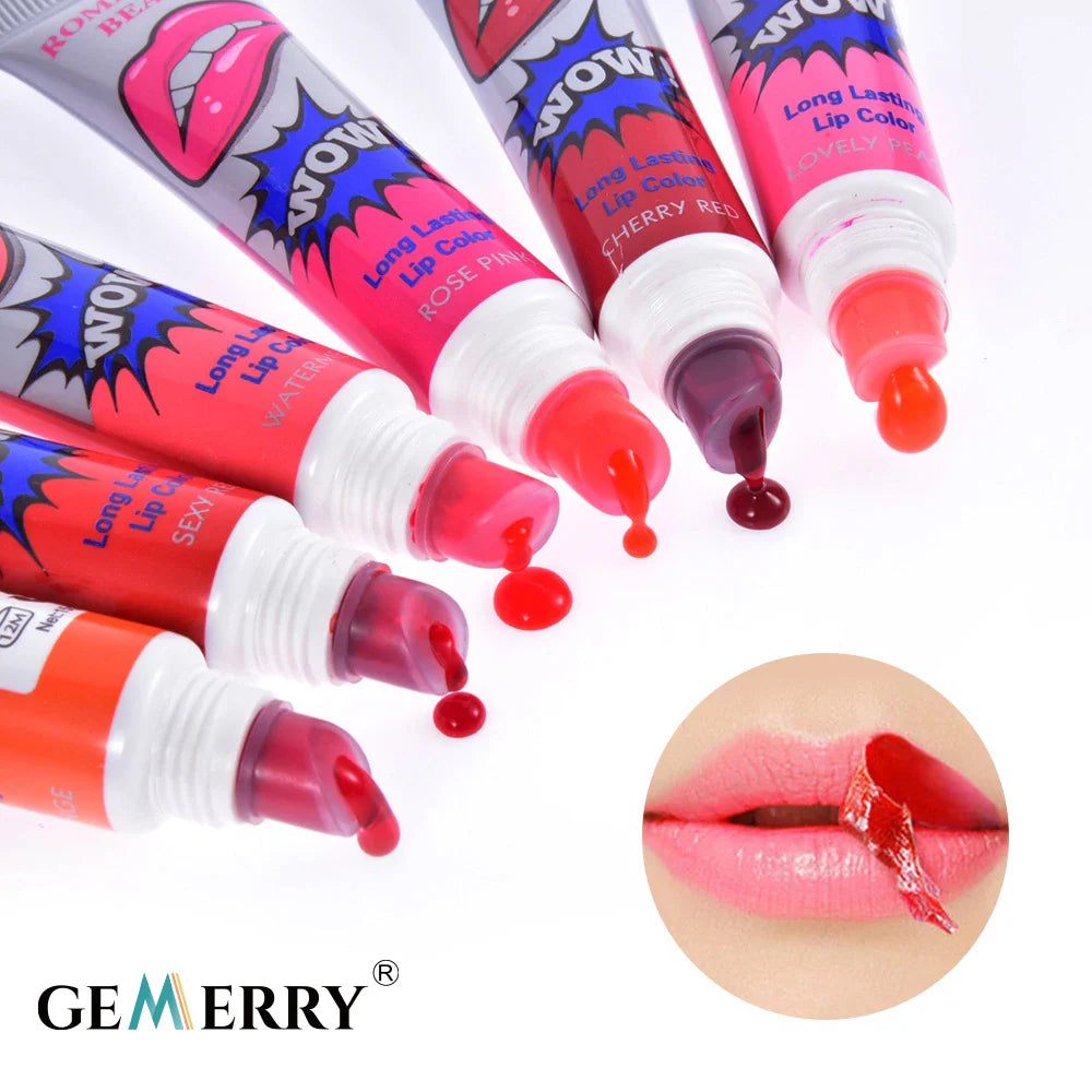Gemerry 6 Colors Peel Off Lipstick Magic Sexy Makeup Long Lasting Lip Gloss Beauty Waterproof Lip Stick Women Cosmetic