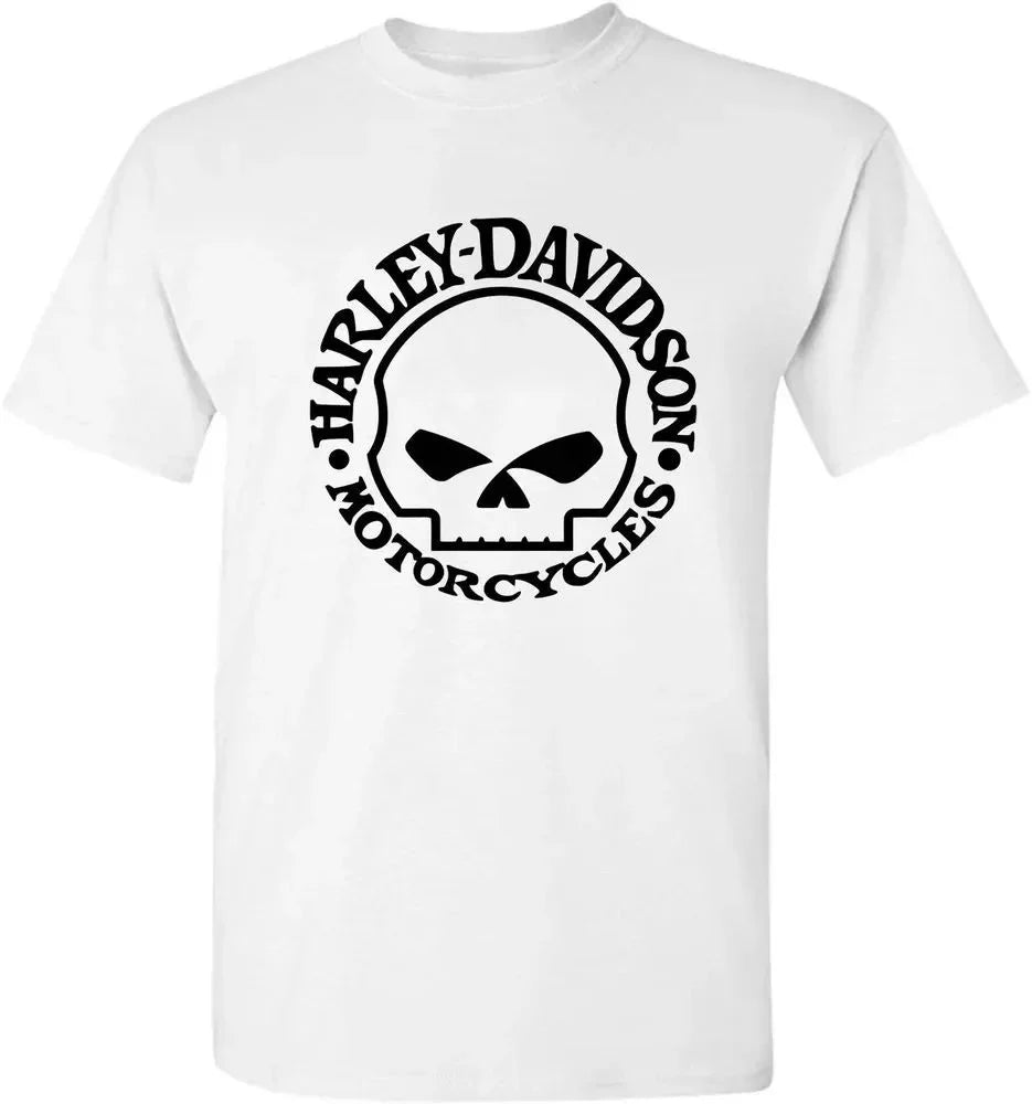 2024 Harley Davidson Men's Summer T-shirt Skull Solid Color Casual Cotton Tee - Premium tshirt from Lizard Vigilante - Just $23.88! Shop now at Lizard Vigilante