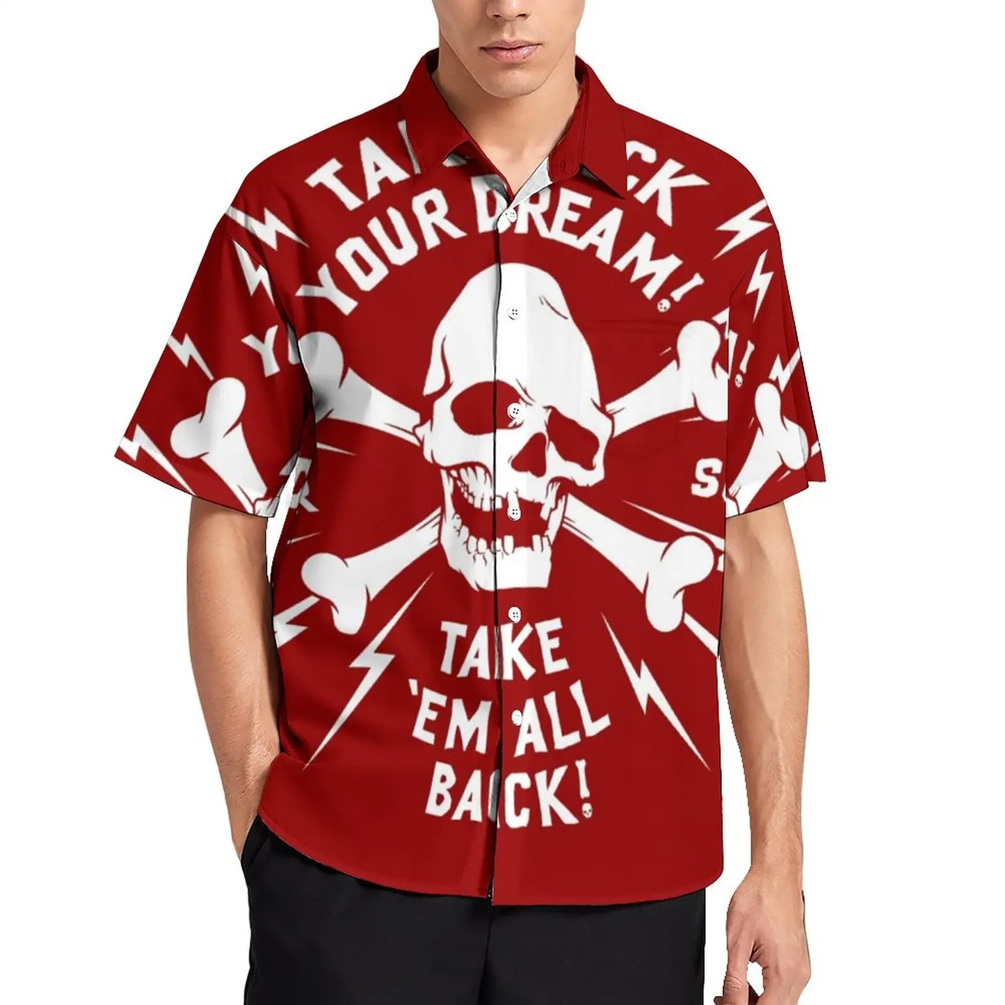 Retro Goonies Print Hawaiian Beach Shirt – 80s Classic Movie-Inspired Casual Button-Up for Men, Plus Size - Premium beach shirt from Lizard Vigilante - Just $26.88! Shop now at Lizard Vigilante