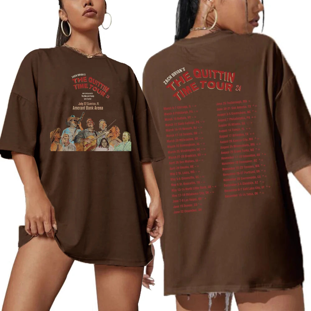 Zach Bryan The Quittin' Time Tour 2024 Oversized Graphic T-Shirt for Men & Women – Hip Hop Casual ModaL Tee - Premium t-shirt from Lizard Vigilante - Just $38.88! Shop now at Lizard Vigilante