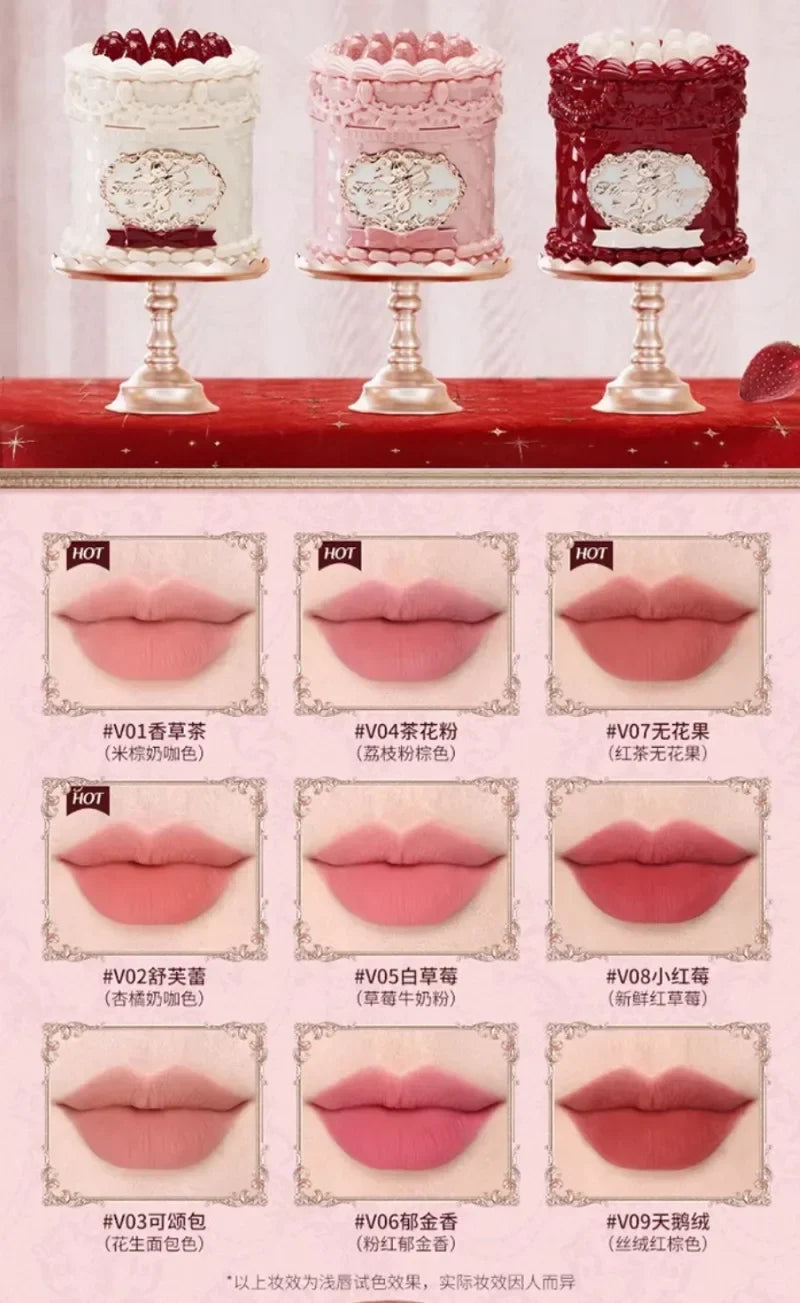 Flowerknows Strawberry Cupid Lipstick Cake Matte Velvet Lipgloss Lip Mud Makeup Korean Flower Know Lip Cream For Girls&Women