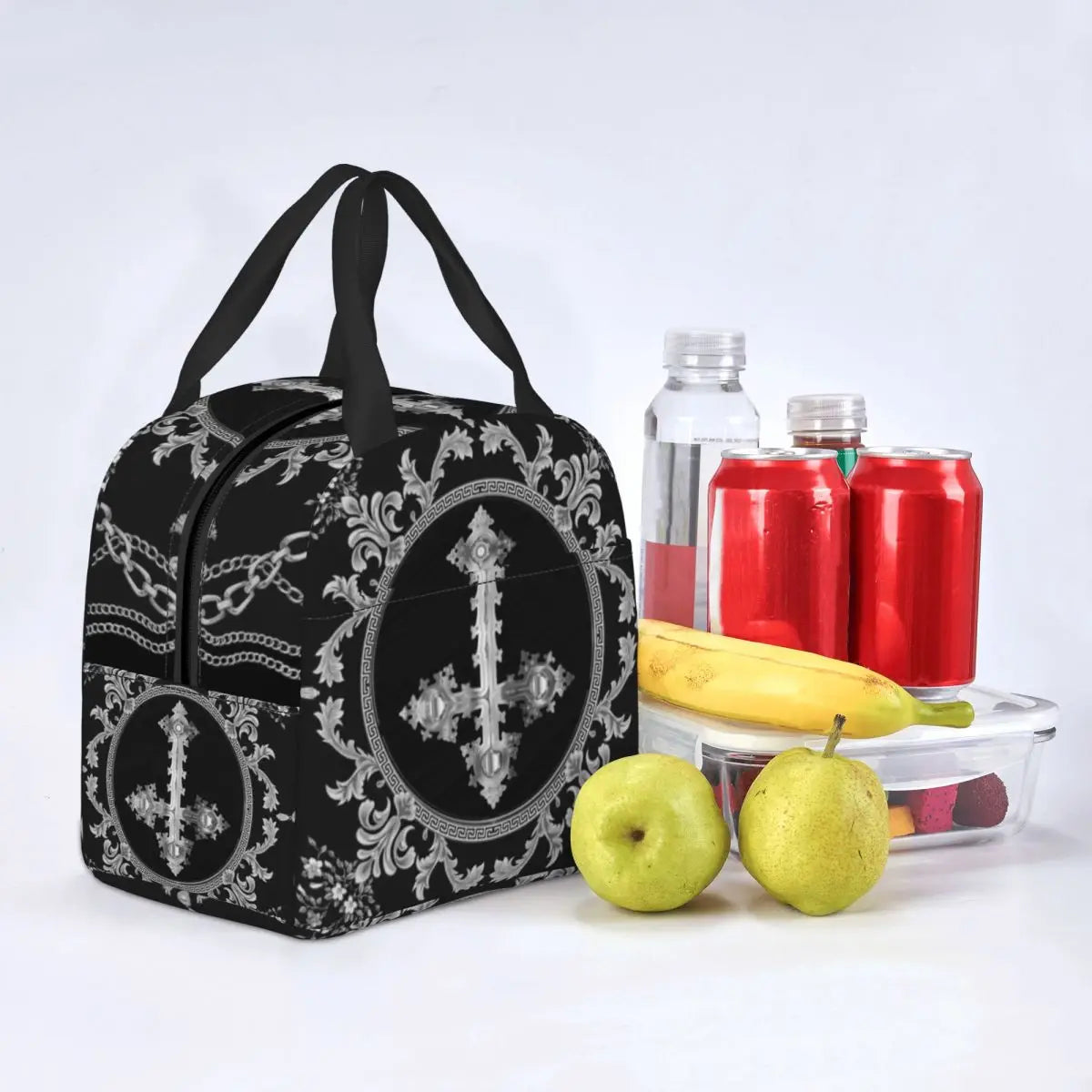 Baroque Antichrist Insulated Lunch Bag – Gothic Elegance Meets Practical Design for School, Work & Everyday Style - Premium bag from Lizard Vigilante - Just $26.66! Shop now at Lizard Vigilante