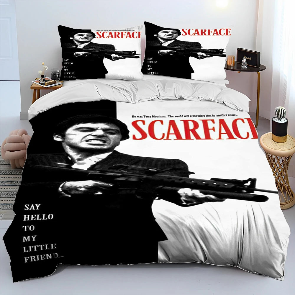 Scarface 1983 Movie Tony 3D Printing Comforter Bedding Set,Duvet Cover Bed Set Quilt Cover Pillowcase,King Queen Size Bedding Set Kid - Premium bed spread from Lizard Vigilante - Just $62.99! Shop now at Lizard Vigilante