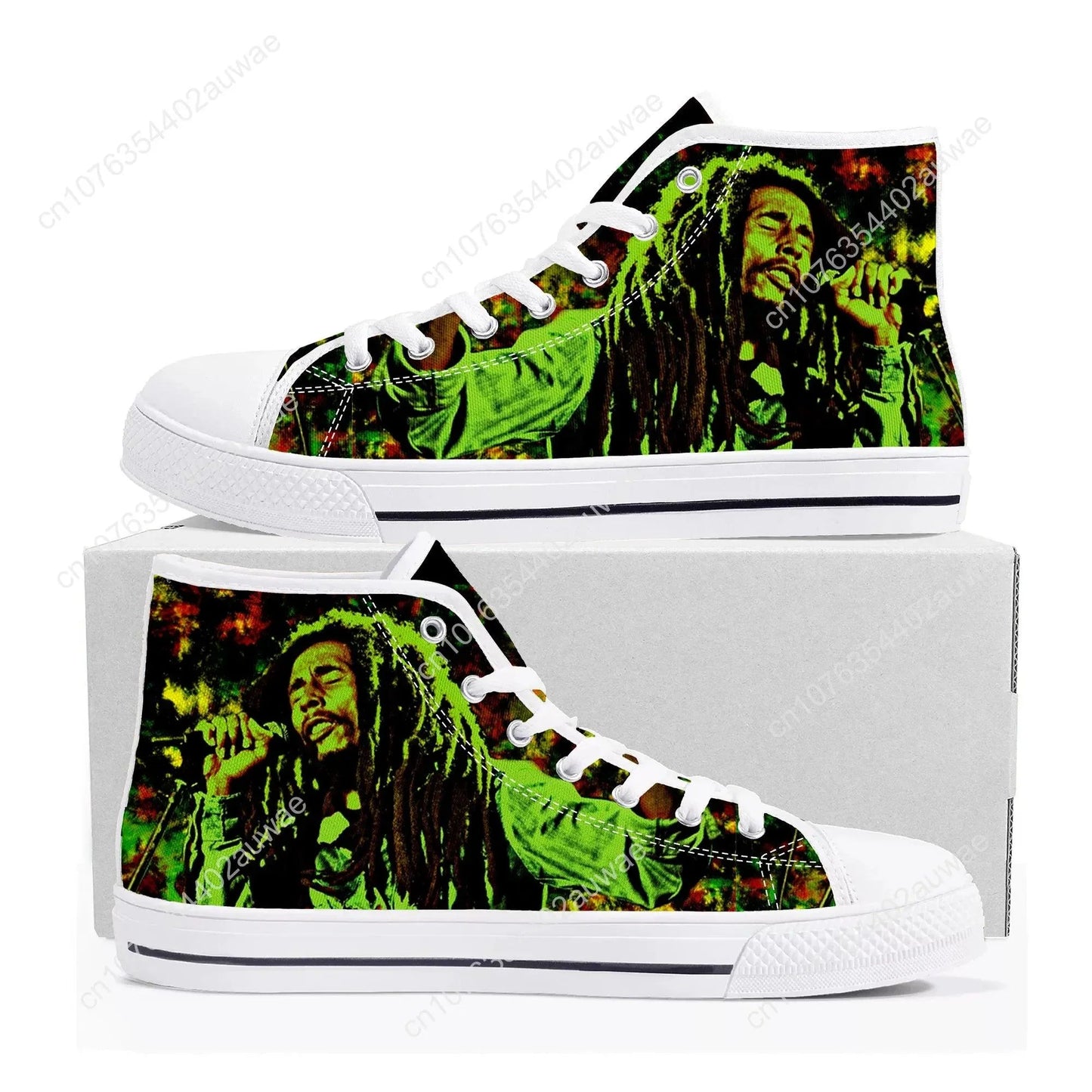 Bob Marley Reggae Rasta Print Casual High Top Shoes for Men and Women - Premium high top shoes from Lizard Vigilante - Just $44.44! Shop now at Lizard Vigilante