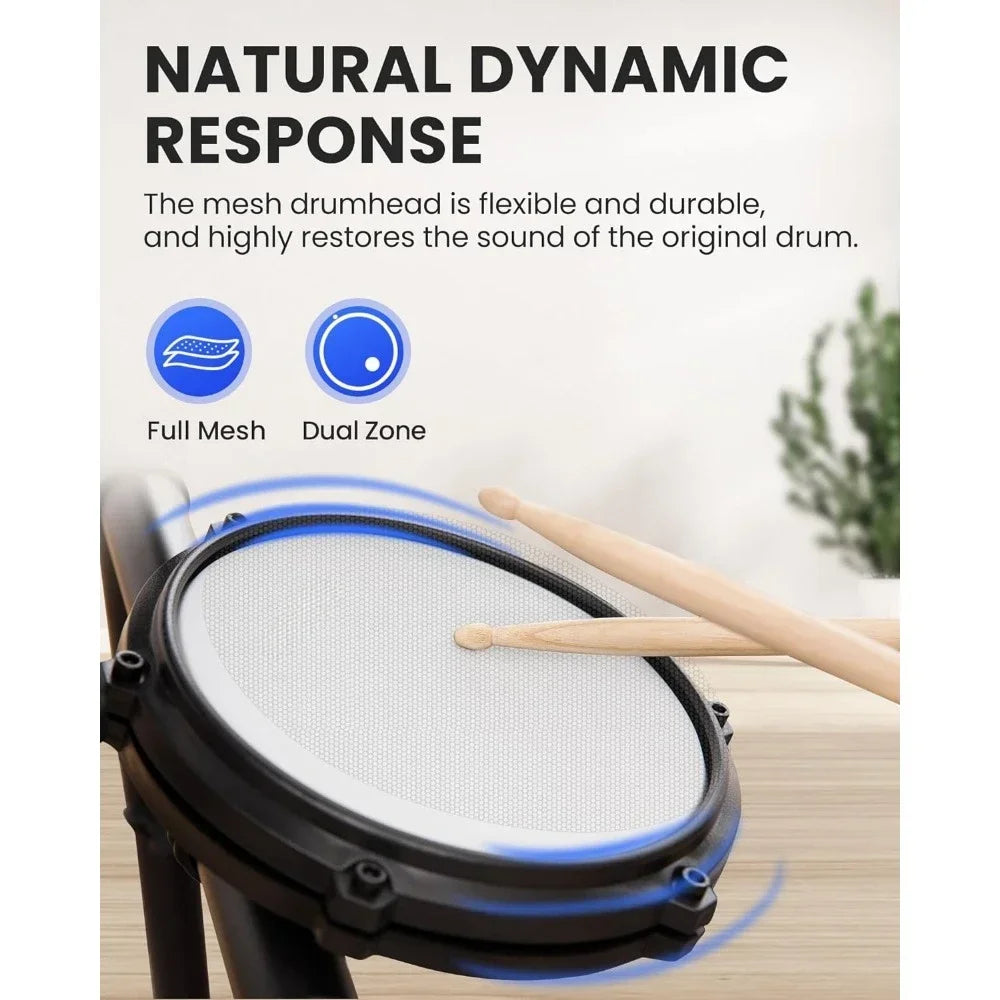 Ultimate Beginner Electric Drum Set – Quiet Mesh Pads, Dual-Zone Snare, Kick Drum & Bluetooth Sound Library - Premium electric drums from Lizard Vigilante - Just $533.88! Shop now at Lizard Vigilante