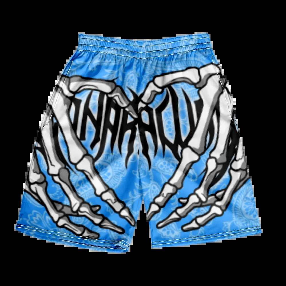 2024 Summer Classic Skull Beach Short Pants New Fashion Skeleton Hand Print Men Women Gym Shorts Quick Drying Trunks Ice Shorts - Lizard Vigilante