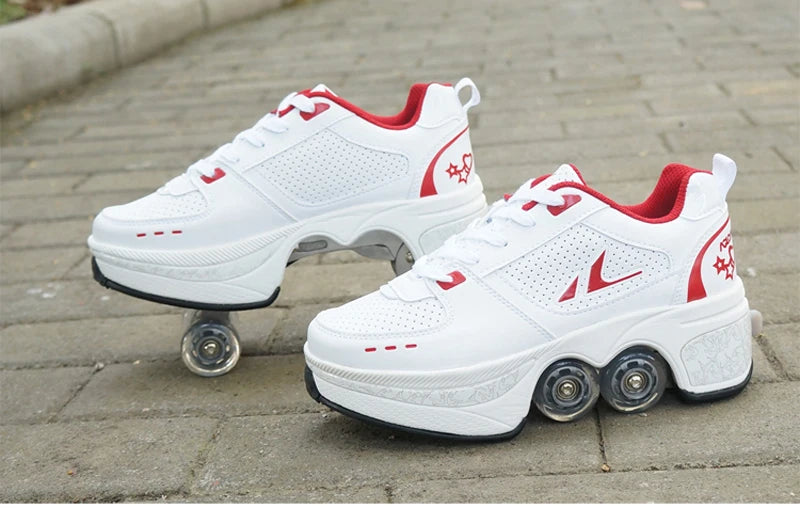 Kids Four-Wheel Roller Skate Shoes Casual Deformation Parkour Sneakers Skates Adult Stage personalized Sport Roller Skate Shoes - Premium  from Lizard Vigilante - Just $128.99! Shop now at Lizard Vigilante