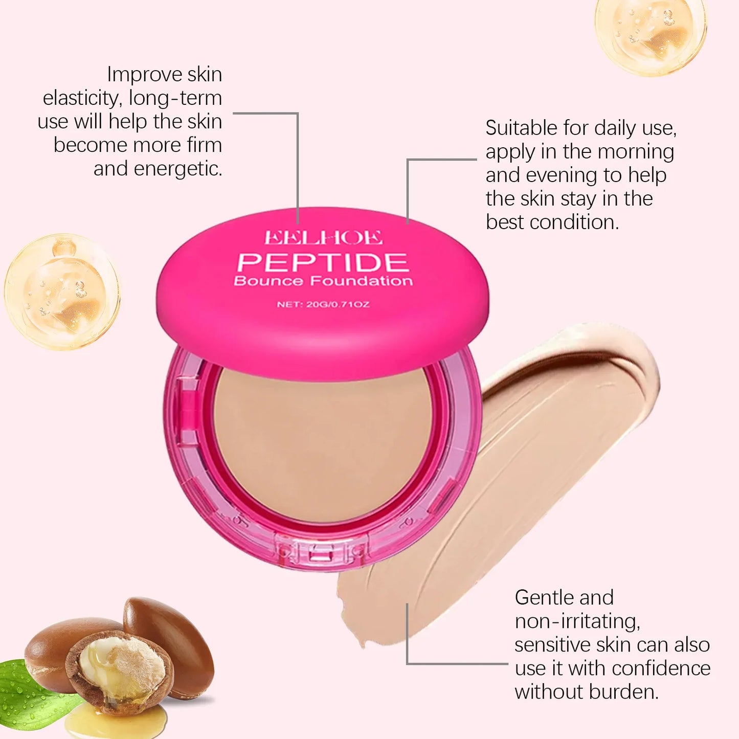 EELHOE Flawless Foundation Cream Waterproof Glow Skin Oil Control Full Coverage Makeup Cosmetics Brightening Face Foundation 20g