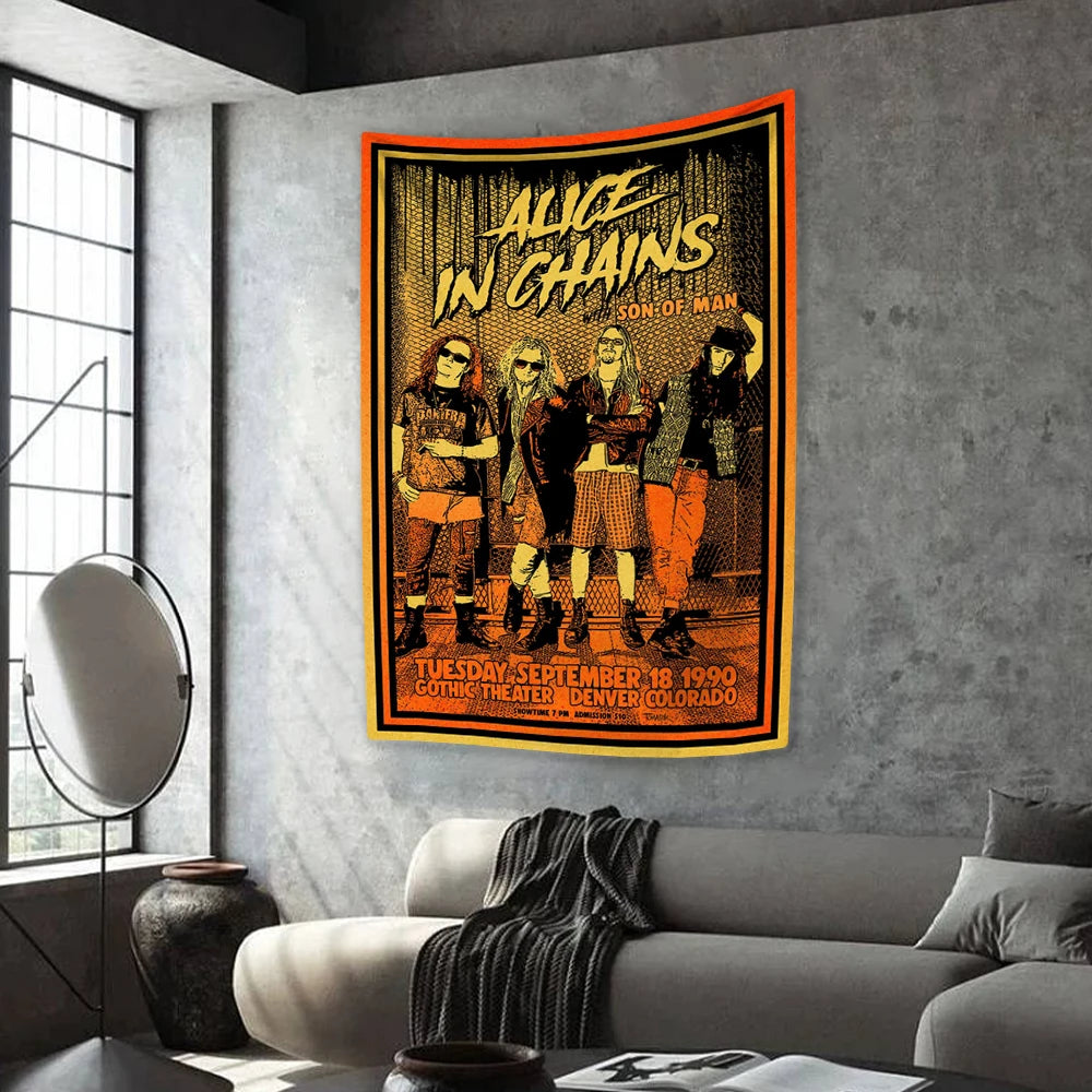 Alice In Chains Rock Band Tapestry – Grunge Music Aesthetic Wall Hanging - Premium banner from DS - Just $17.88! Shop now at Lizard Vigilante