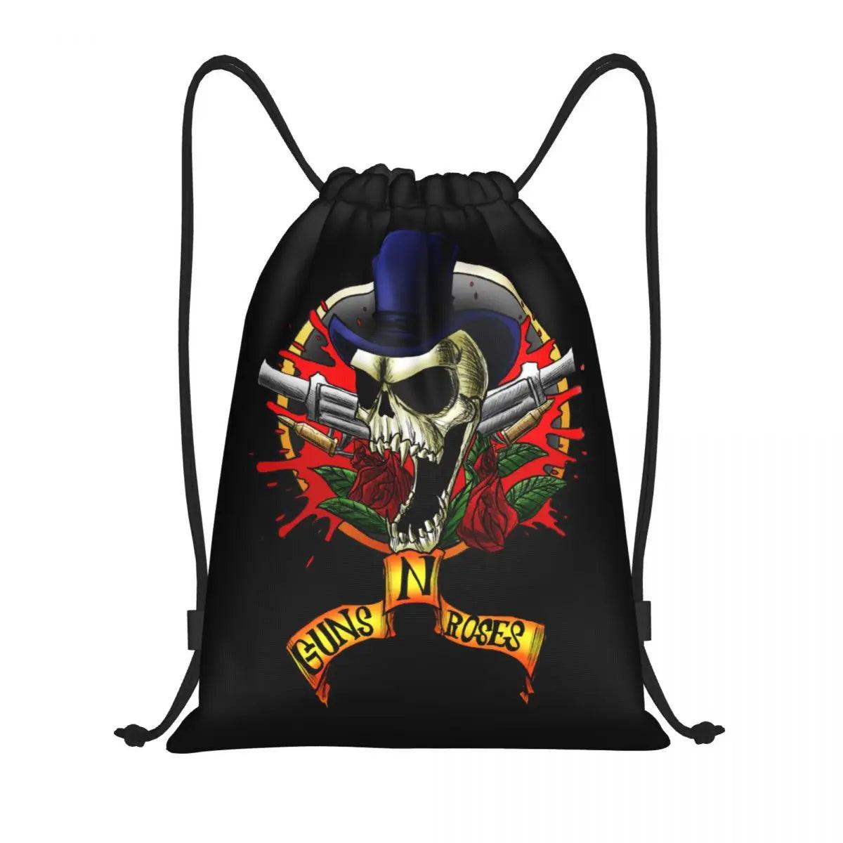 Guns N Roses Bullet Logo Drawstring Backpack Women Men Gym Sport Sackpack Portable Hard Rock Band Training Bag Sack - Lizard Vigilante