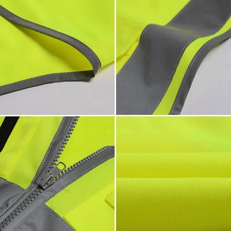 Orange Safety Vest Multi Pockets High Visibility Workwear Vest Zipper Front - Premium vest from Lizard Vigilante - Just $20.99! Shop now at Lizard Vigilante