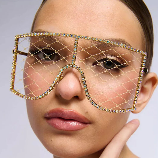 Stonefans “Facebreaker 2025” Mesh Crystal Frames – Y2K Rockstar Face Jewelry for Women, Belly Dance Bling & Headliner-Ready Statement Shades - Premium shades from dsers - Just $21.99! Shop now at Lizard Vigilante
